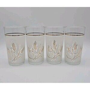Covetro Italy Frosted Gold Wheat Pattern Highball Glass Set of 4